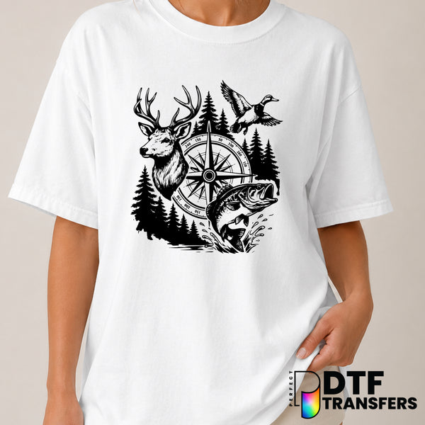 HAPPINESS IS A DAY ON THE LAKE – Fishing DTF Transfer (view 1 of 2) – by Perfect DTF Transfers – Premade DTF Transfers – F...