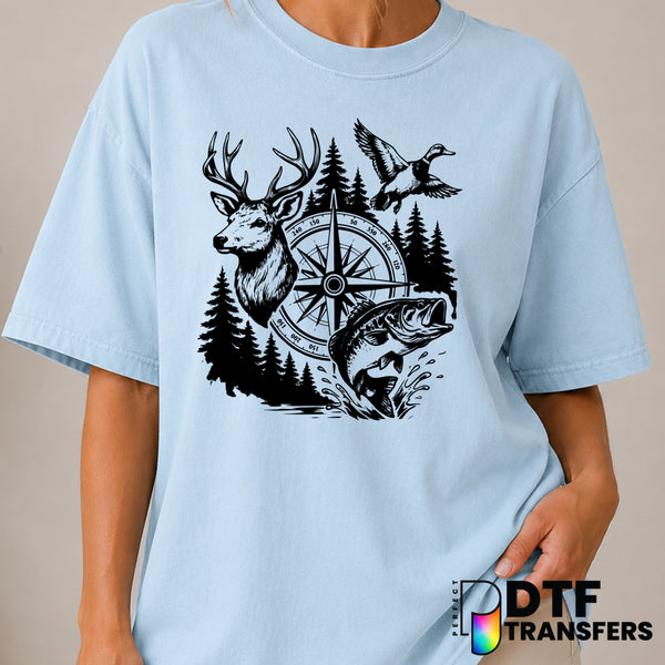 HAPPINESS IS A DAY ON THE LAKE – Fishing DTF Transfer (view 2 of 2) – by Perfect DTF Transfers – Premade DTF Transfers – F...