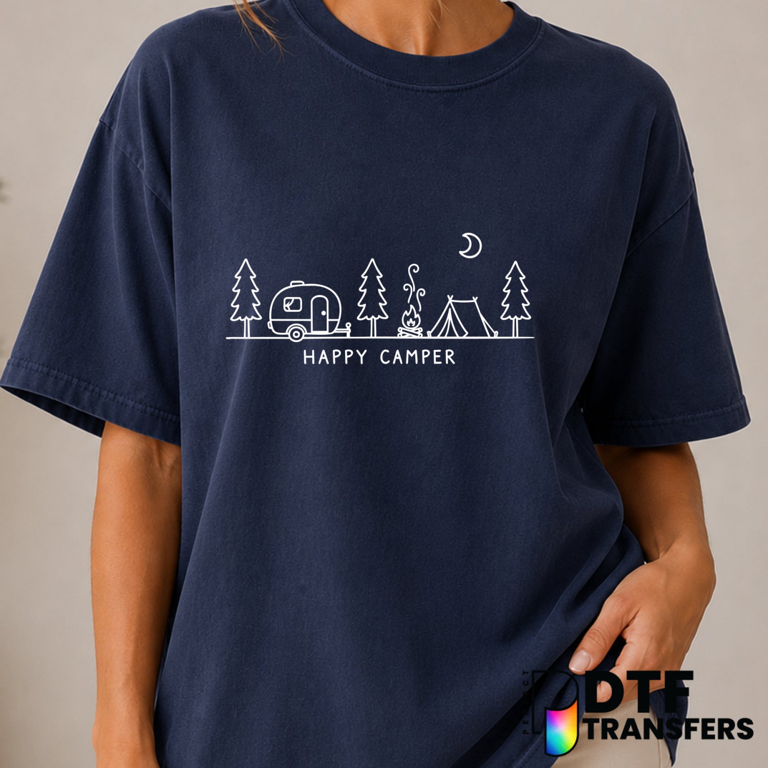 HAPPY CAMPER – Camping DTF Transfer (view 2 of 2) – by Perfect DTF Transfers – Premade DTF Transfers – Camping, Outdoor