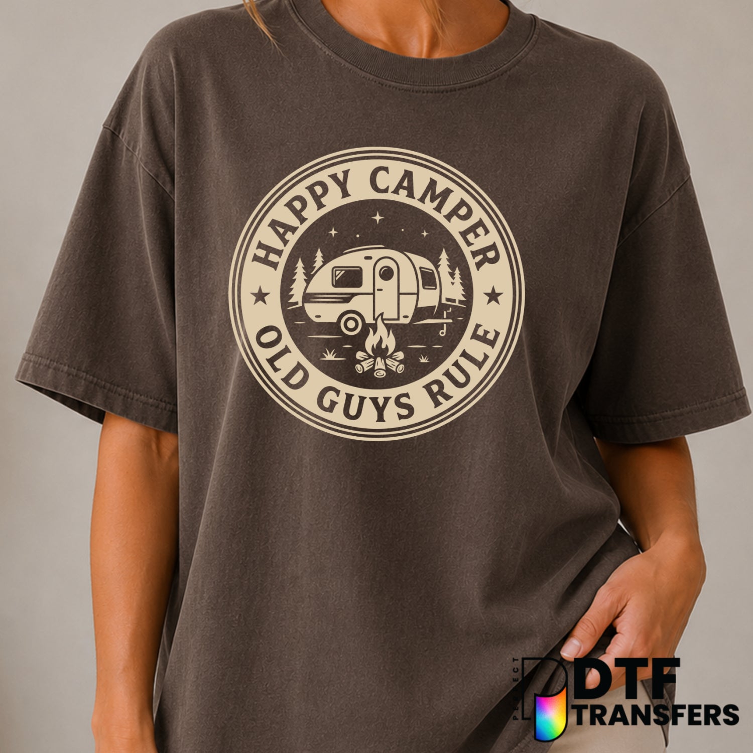 Happy Camper Old Guys Rule – Camping DTF Transfer (view 1 of 2) – by Perfect DTF Transfers – Premade DTF Transfers – Campi...