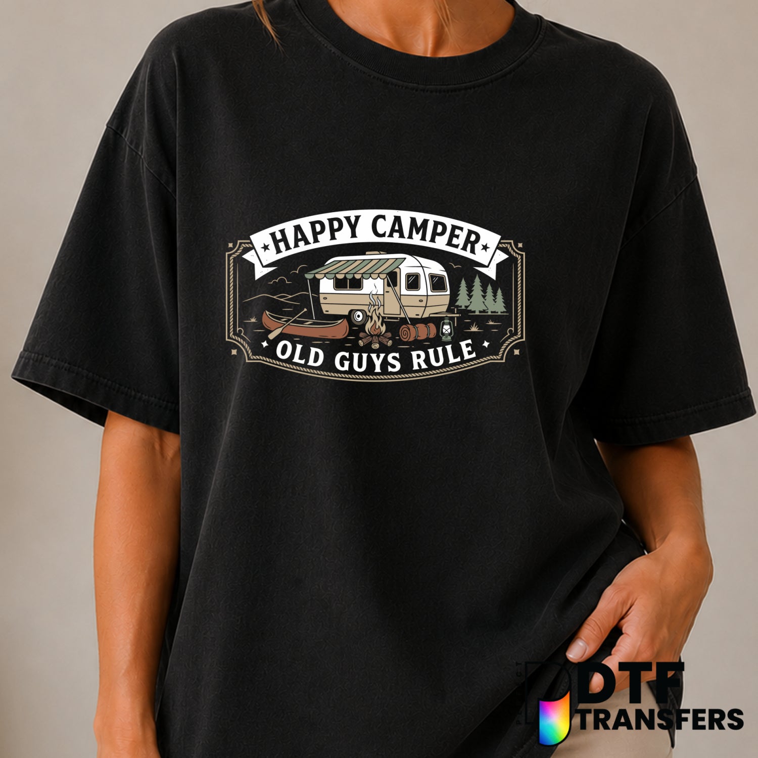 Happy Camper Old Guys Rule – Camping DTF Transfer (view 2 of 2) – by Perfect DTF Transfers – Premade DTF Transfers – Campi...