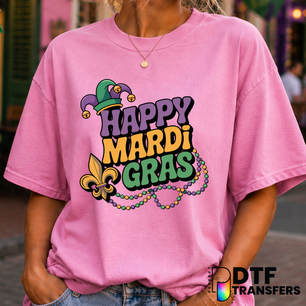 Happy Mardi Gras – Mardi Gras DTF Transfer (view 2 of 2) – by Perfect DTF Transfers – Premade DTF Transfers – Mardi Gras,...