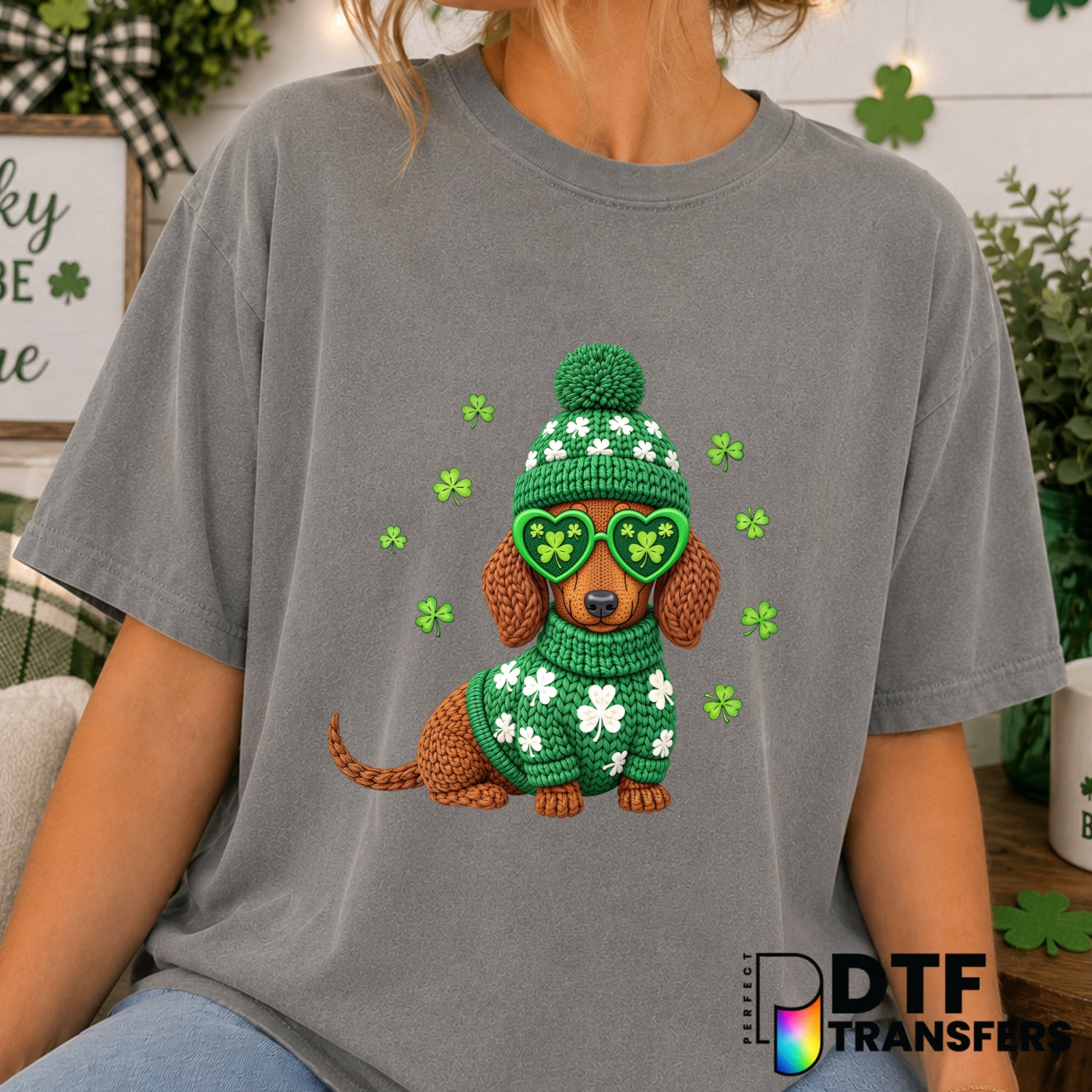 HAPPY ST. PATRICK'S DAY LUCKY WIENER – St. Patrick's Day DTF Transfer (view 1 of 2) – by Perfect DTF Transfers – Premade D...
