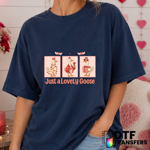 Happy Valentine's Day Goose – Valentine's Day DTF Transfer (view 1 of 2) – by Perfect DTF Transfers – Premade DTF Transfer...