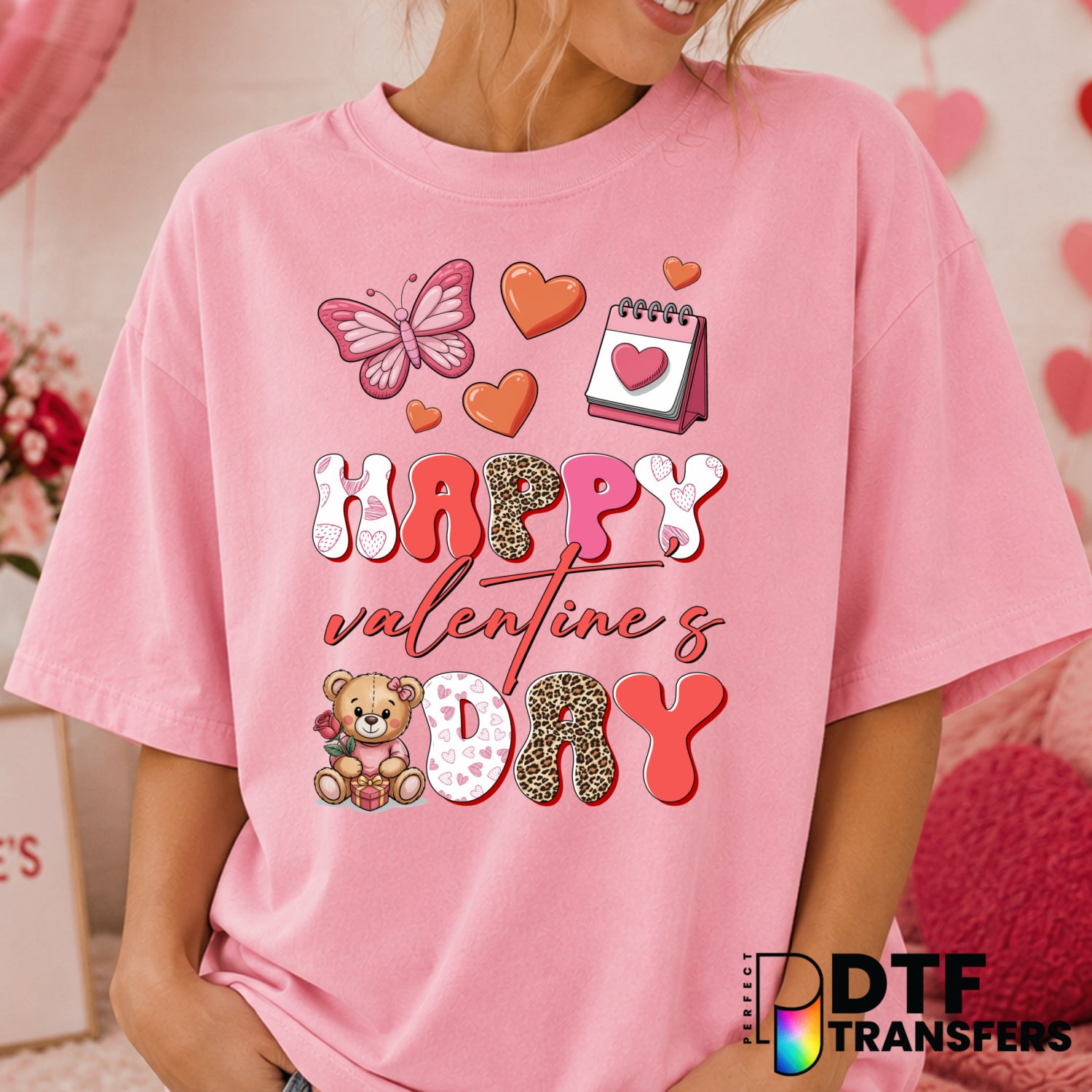 Happy Valentine's Day – Valentine's Day DTF Transfer (view 1 of 2) – by Perfect DTF Transfers – Premade DTF Transfers – Va...