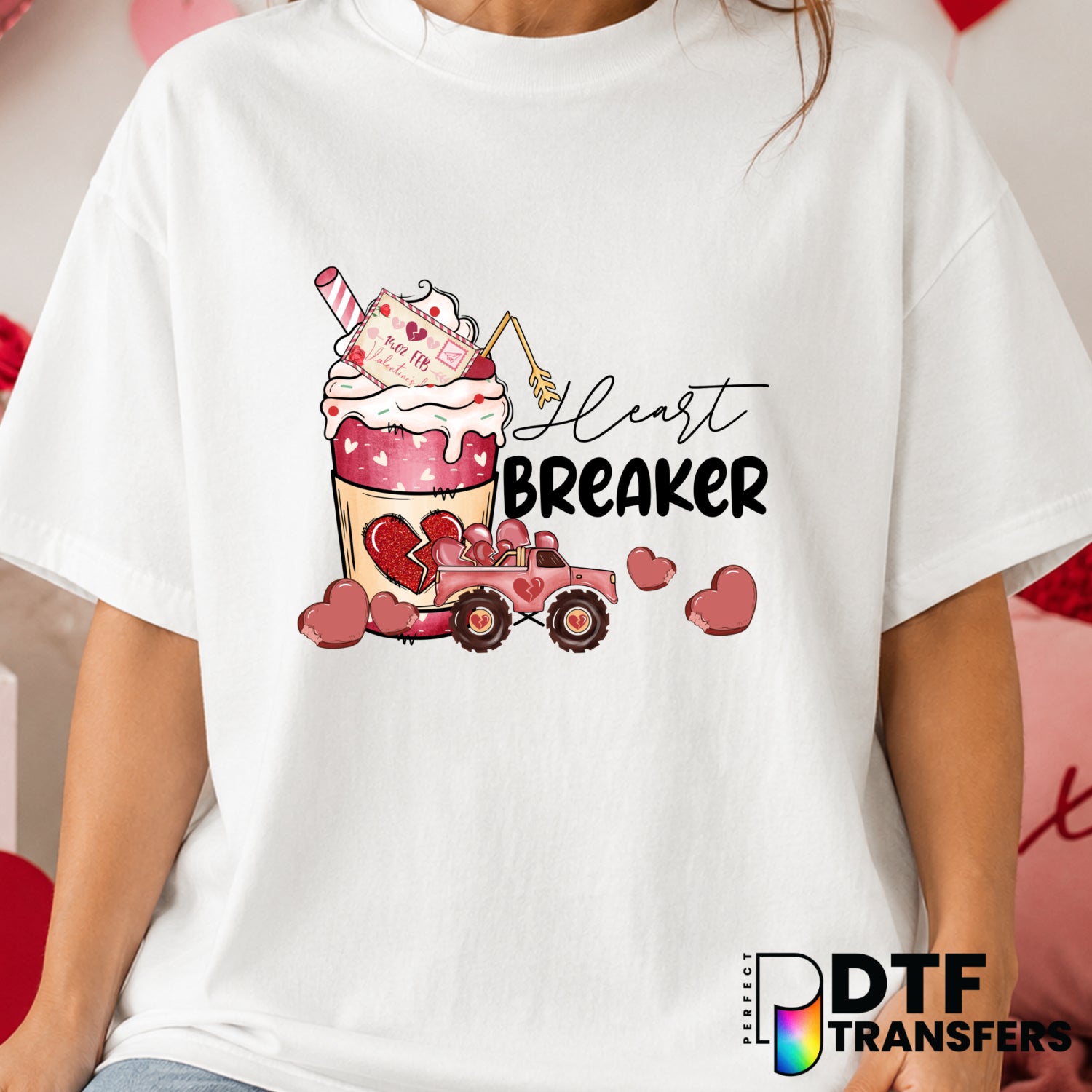 Heart Breaker Monster Truck – Valentine's Day DTF Transfer (view 2 of 2) – by Perfect DTF Transfers – Premade DTF Transfer...