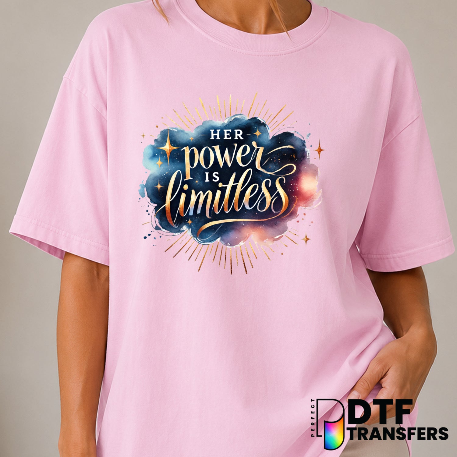 Her Power Is Limitless – Women Empowerment DTF Transfer (view 1 of 2) – by Perfect DTF Transfers – Premade DTF Transfers –...