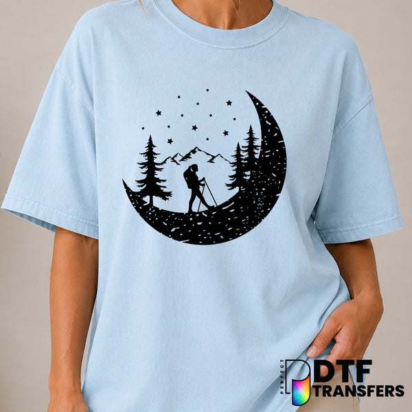 Hiking On The Moon – Hiking DTF Transfer (view 2 of 2) – by Perfect DTF Transfers – Premade DTF Transfers – Hiking, Outdoor