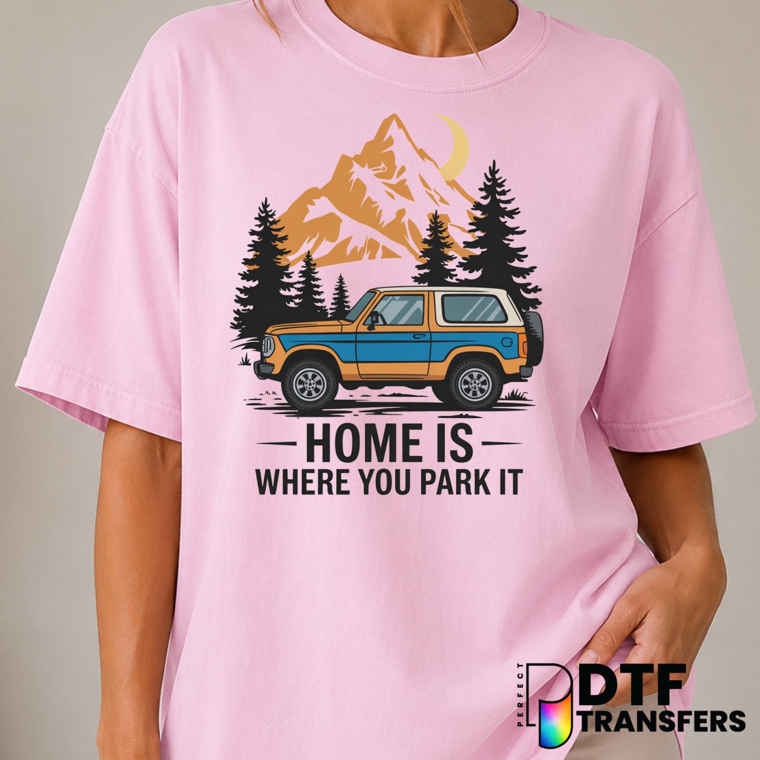 Home Is Where You Park It – Camping DTF Transfer (view 2 of 2) – by Perfect DTF Transfers – Premade DTF Transfers – Campin...
