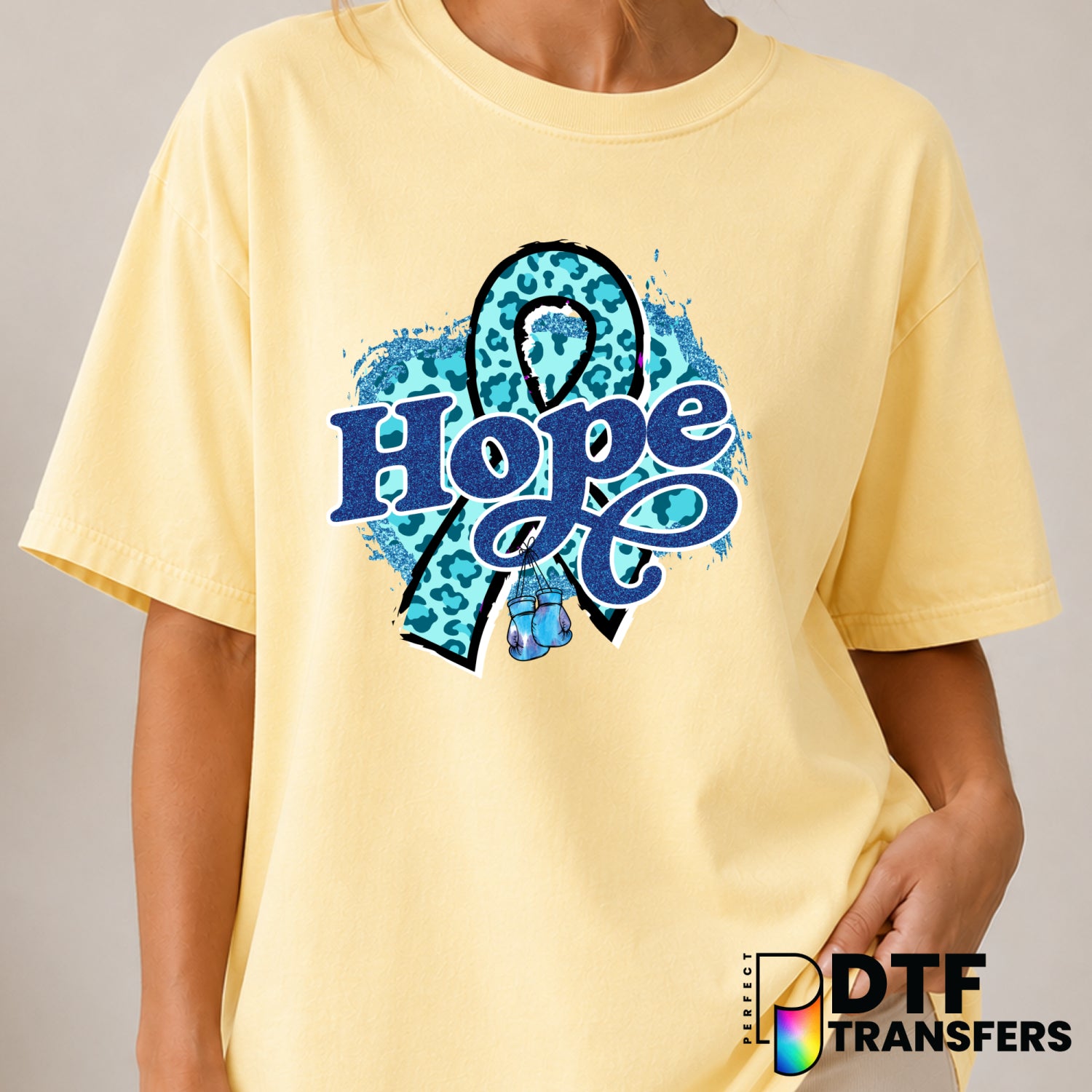 HOPE Boxing Gloves Leopard Print – Diabetes Awareness DTF Transfer (view 1 of 2) – by Perfect DTF Transfers – Premade DTF...
