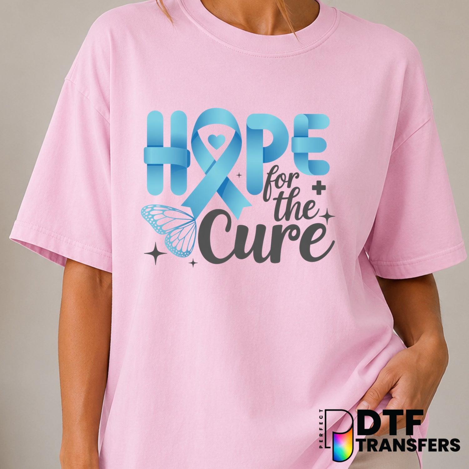 Hope For The Cure – Diabetes Awareness DTF Transfer (view 1 of 2) – by Perfect DTF Transfers – Premade DTF Transfers – Dia...