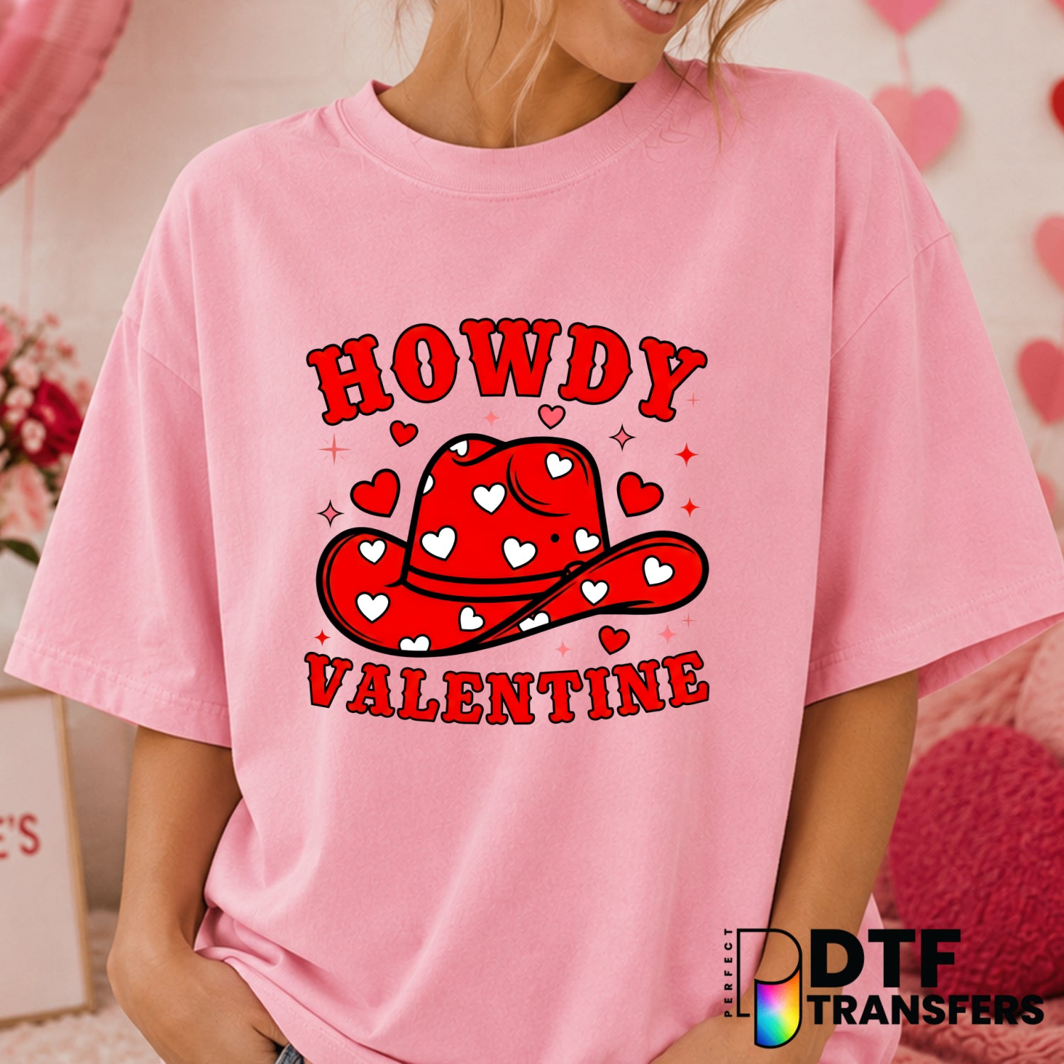 Howdy Cowboy Valentine – Valentine's Day DTF Transfer (view 2 of 2) – by Perfect DTF Transfers – Premade DTF Transfers – V...