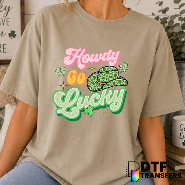 Howdy Go Lucky Western Clover St Patrick's Day – DTF Transfer (view 1 of 2) – by Perfect DTF Transfers – Premade DTF Trans...