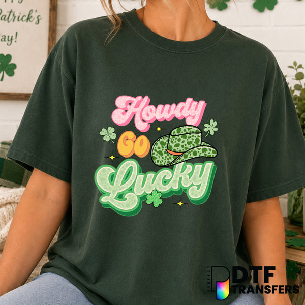 Howdy Go Lucky Western Clover St Patrick's Day – DTF Transfer (view 2 of 2) – by Perfect DTF Transfers – Premade DTF Trans...