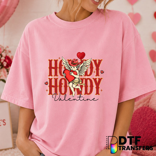 Howdy Stacked Valentine Western Cupid – Valentine's Day DTF Transfer (view 1 of 2) – by Perfect DTF Transfers – Premade DT...