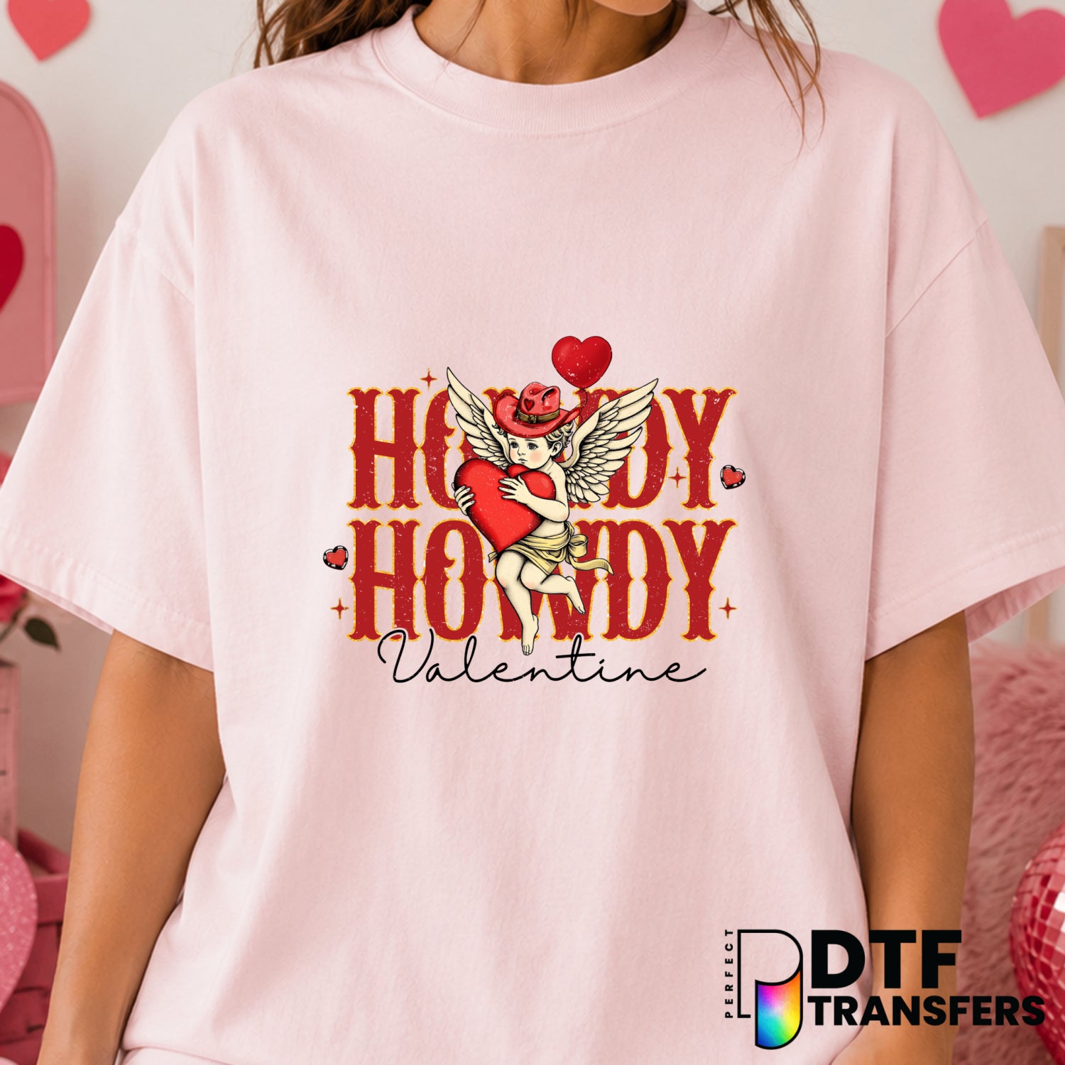 Howdy Stacked Valentine Western Cupid – Valentine's Day DTF Transfer (view 2 of 2) – by Perfect DTF Transfers – Premade DT...