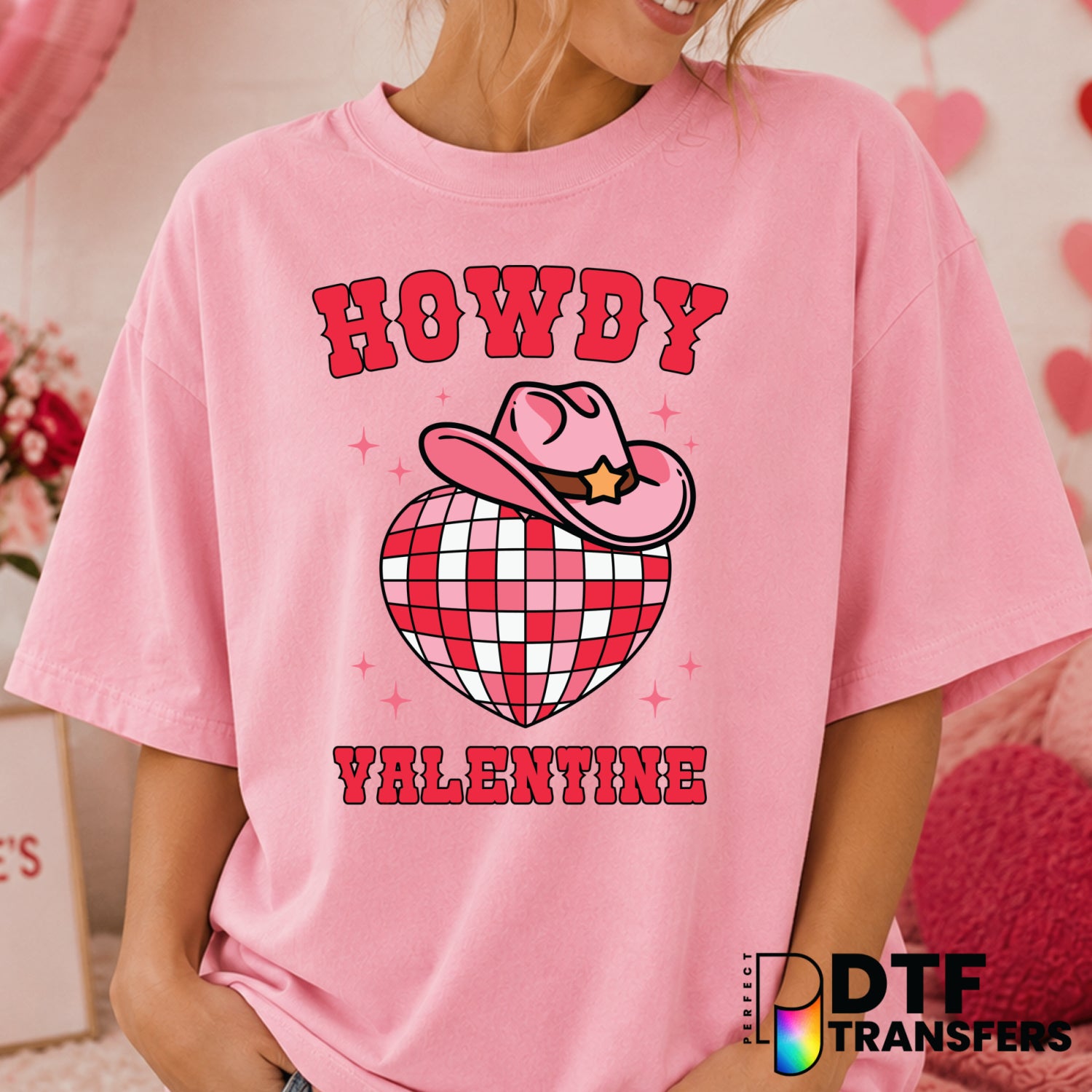 Howdy Valentine – Valentine's Day DTF Transfer (view 1 of 2) – by Perfect DTF Transfers – Premade DTF Transfers – Valentin...