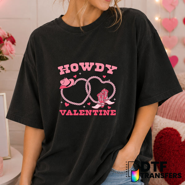 Howdy Valentine – Valentine's Day DTF Transfer (view 1 of 2) – by Perfect DTF Transfers – Premade DTF Transfers – Valentin...