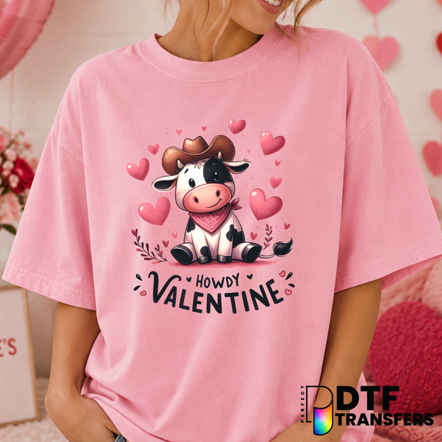 HOWDY VALENTINE – Valentine's Day DTF Transfer (view 1 of 2) – by Perfect DTF Transfers – Premade DTF Transfers – Valentin...