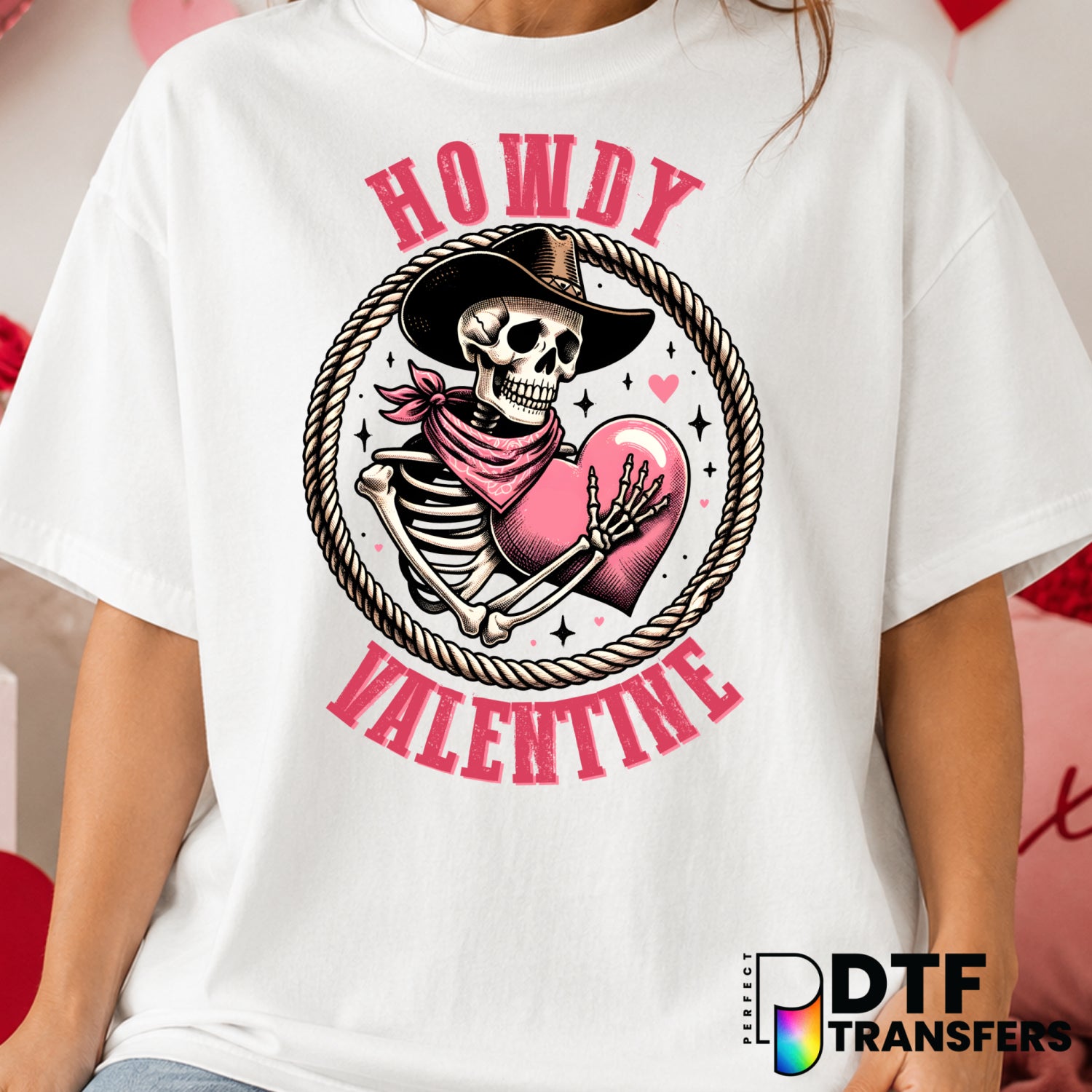 Howdy Valentine – Valentine's Day DTF Transfer (view 1 of 2) – by Perfect DTF Transfers – Premade DTF Transfers – Valentin...