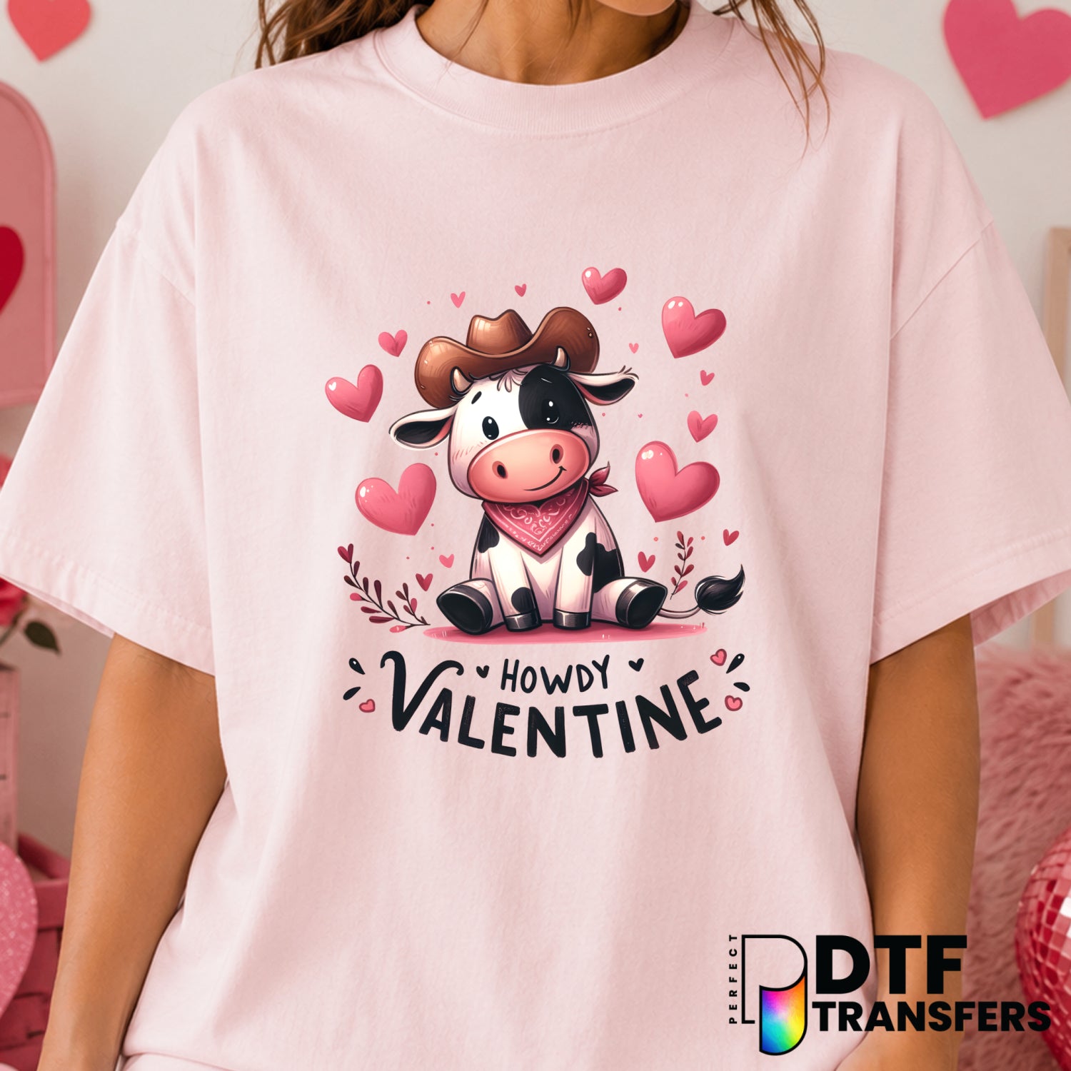HOWDY VALENTINE – Valentine's Day DTF Transfer (view 2 of 2) – by Perfect DTF Transfers – Premade DTF Transfers – Valentin...