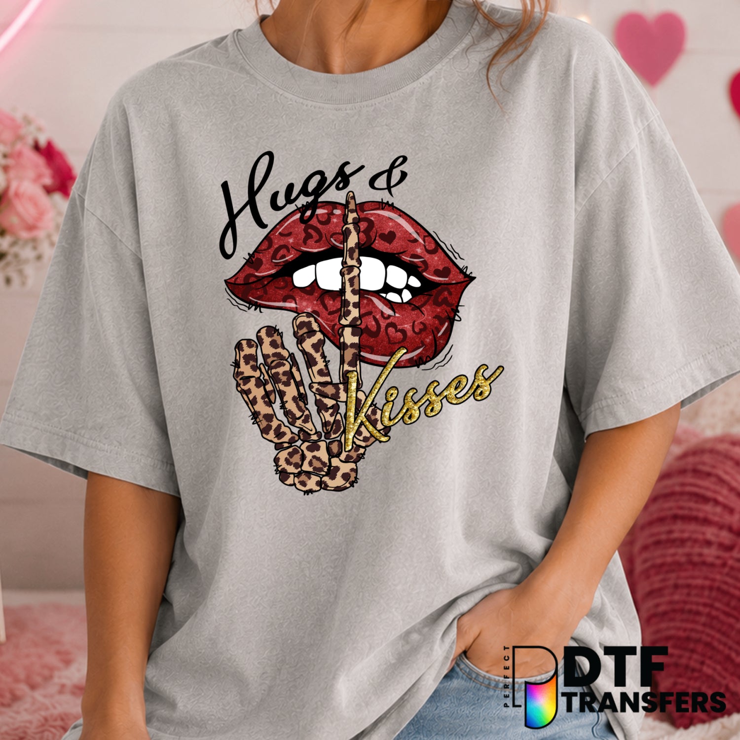 Hugs and Kisses – Valentine's Day DTF Transfer (view 2 of 2) – by Perfect DTF Transfers – Premade DTF Transfers – Valentin...