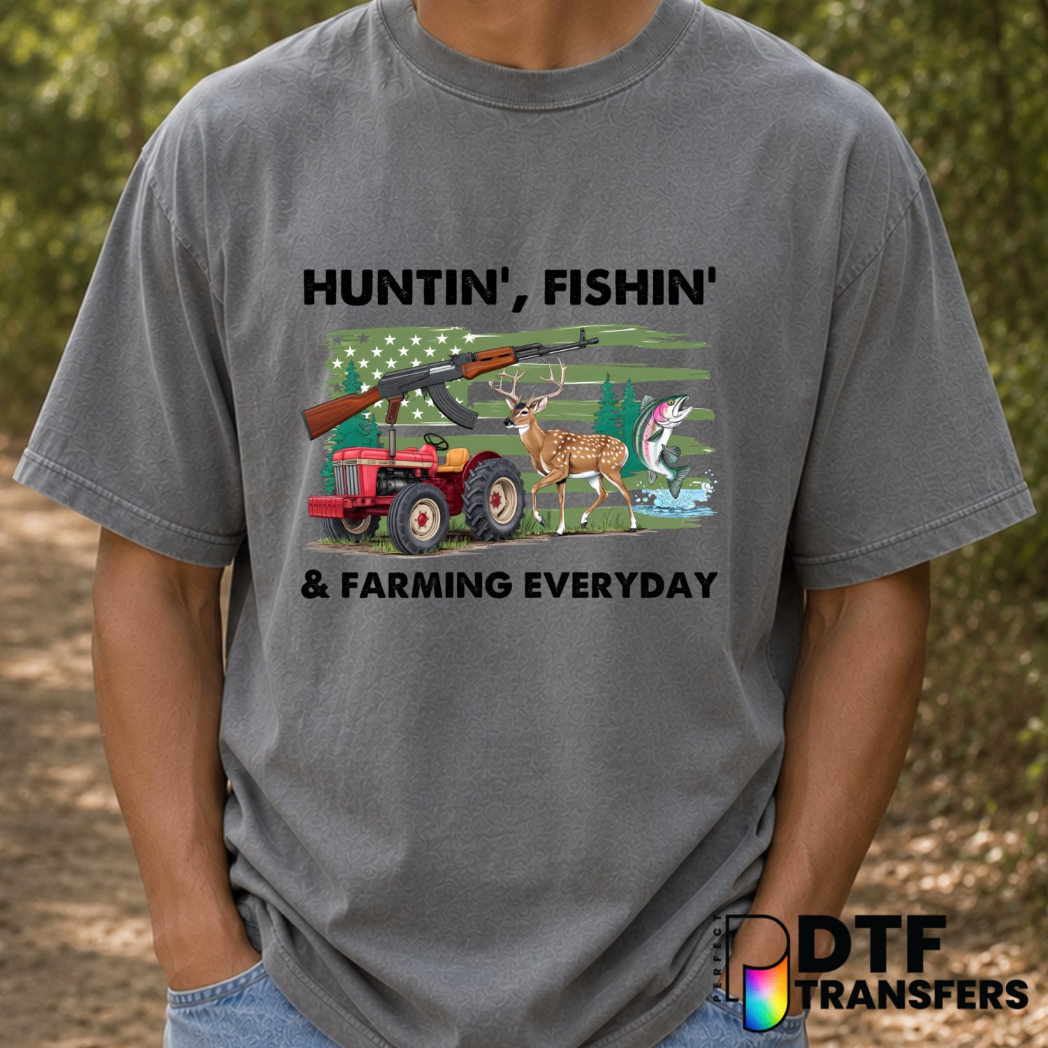 Hunting Fishing Farming Father's Day – DTF Transfer (view 2 of 2) – by Perfect DTF Transfers – Premade DTF Transfers – Fat...