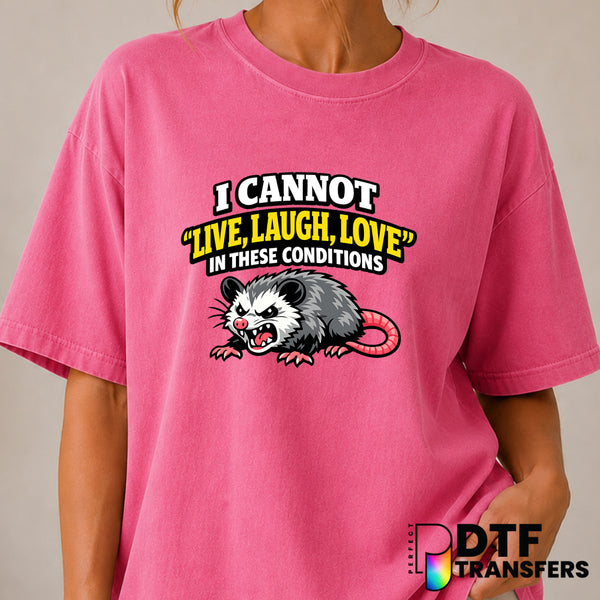 I Cannot Live Laugh Love In These Conditions – Mental Health Awareness DTF Transfer (view 1 of 2) – by Perfect DTF Transfe...