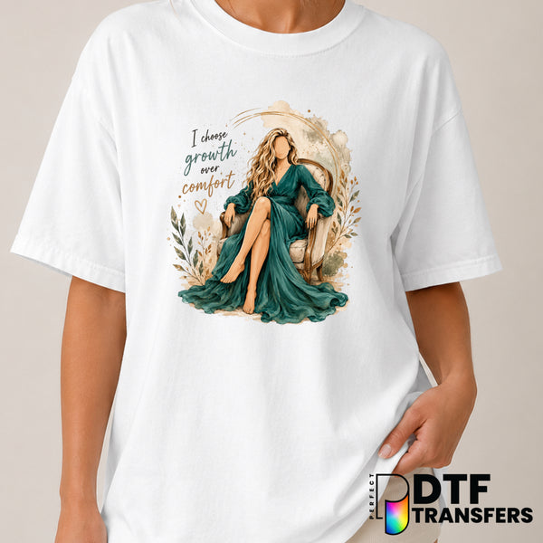 I Choose Growth Over Comfort – Mental Health Awareness DTF Transfer (view 1 of 2) – by Perfect DTF Transfers – Premade DTF...