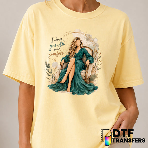 I Choose Growth Over Comfort – Mental Health Awareness DTF Transfer (view 2 of 2) – by Perfect DTF Transfers – Premade DTF...