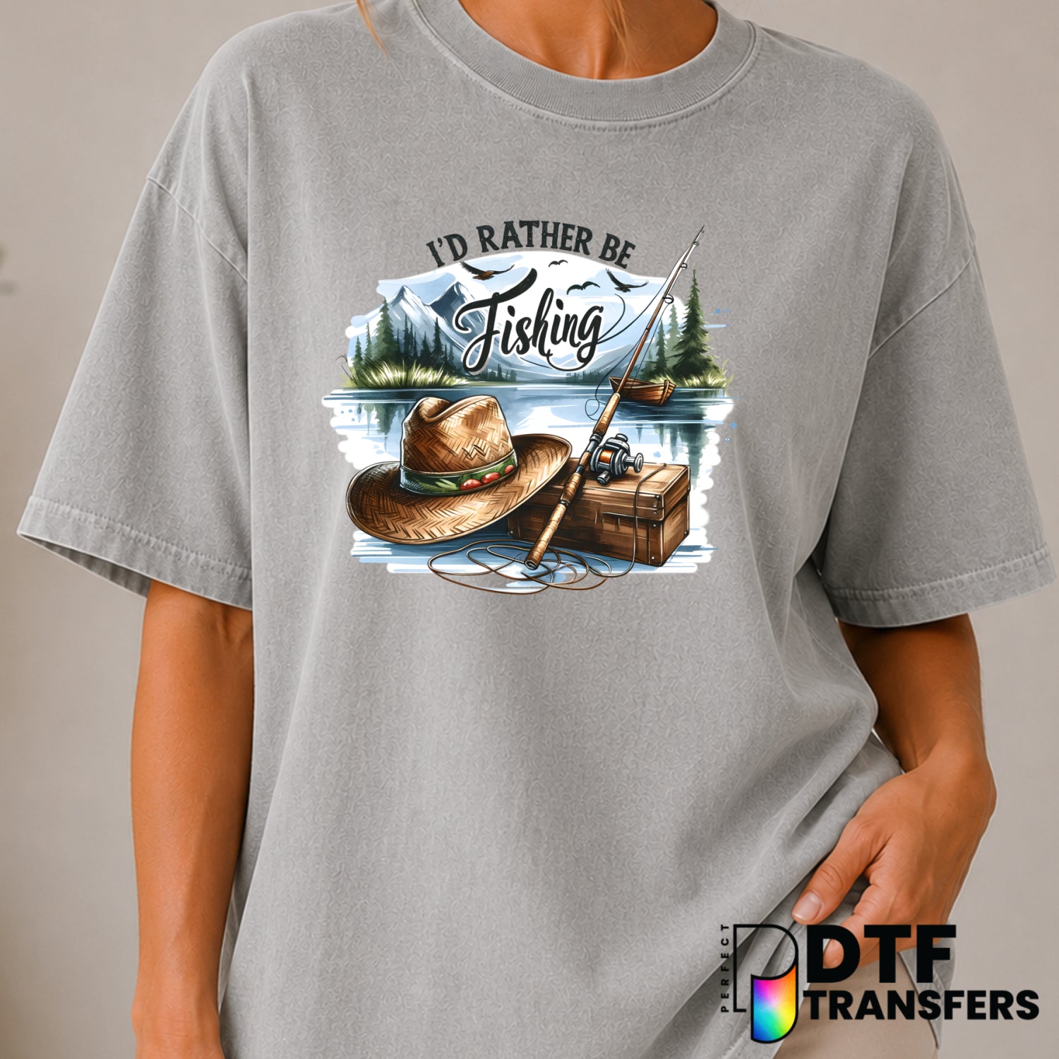 I'd Rather Be Fishing – Fishing DTF Transfer (view 1 of 2) – by Perfect DTF Transfers – Premade DTF Transfers – Fishing, O...