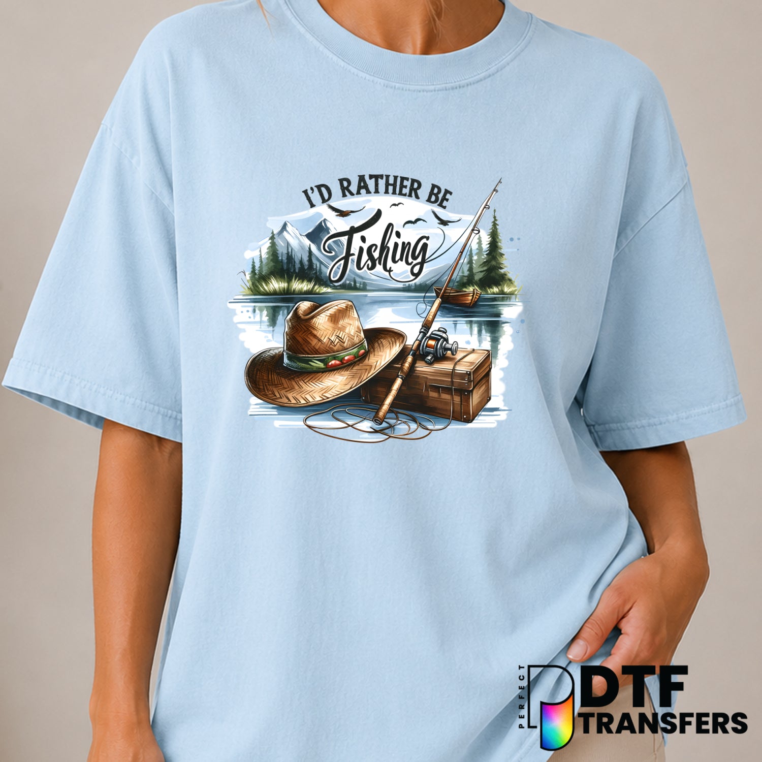 I'd Rather Be Fishing – Fishing DTF Transfer (view 2 of 2) – by Perfect DTF Transfers – Premade DTF Transfers – Fishing, O...