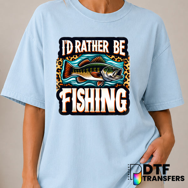 I'd Rather Be Fishing Leopard Print Bass – DTF Transfer (view 1 of 2) – by Perfect DTF Transfers – Premade DTF Transfers –...