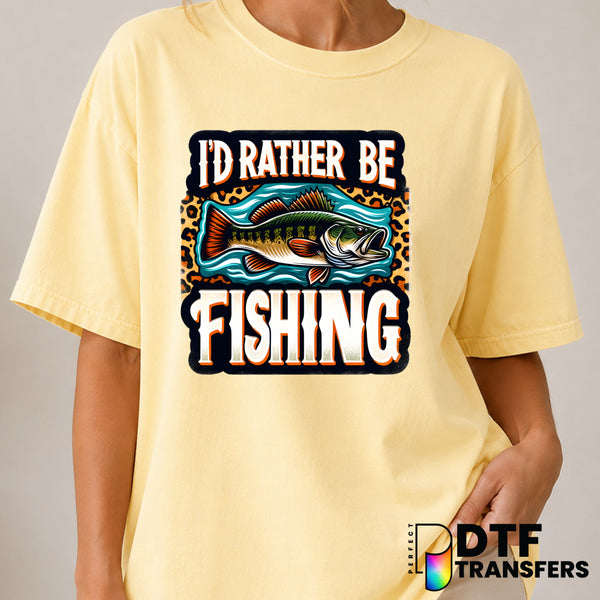 I'd Rather Be Fishing Leopard Print Bass – DTF Transfer (view 2 of 2) – by Perfect DTF Transfers – Premade DTF Transfers –...