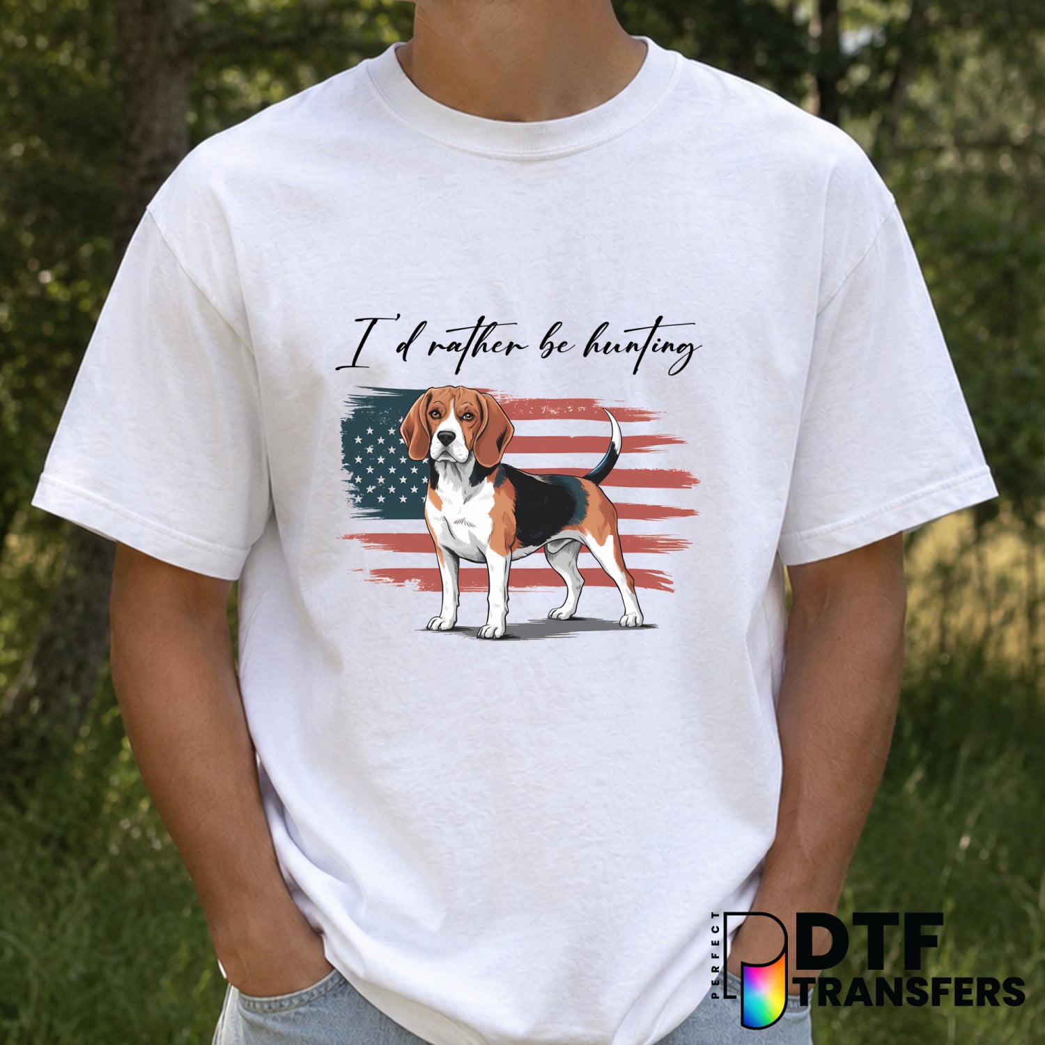 I'd Rather be Hunting Beagle Happy Father's Day – DTF Transfer (view 2 of 2) – by Perfect DTF Transfers – Premade DTF Tran...