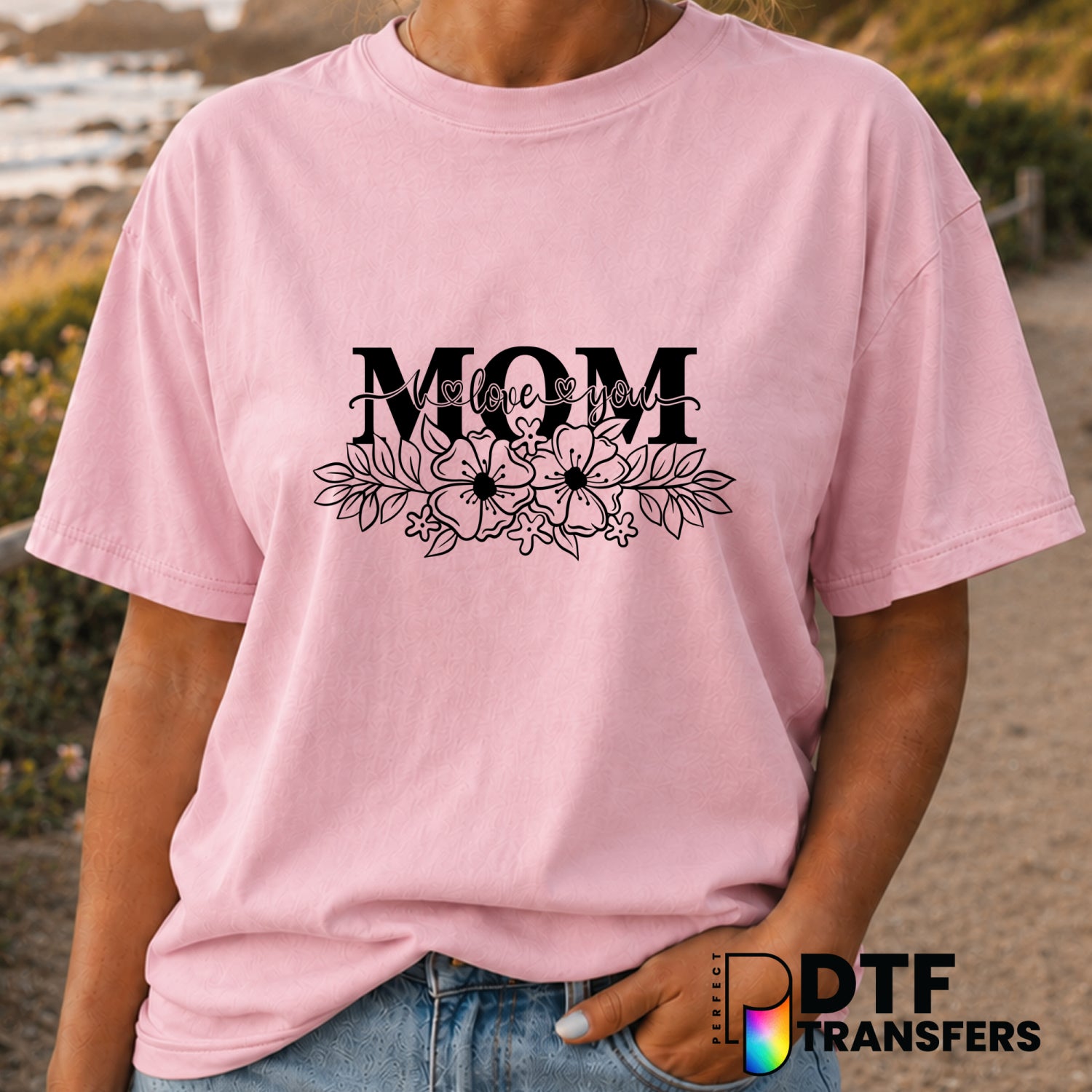I Love You Mom Script Floral – Mother's Day DTF Transfer (view 2 of 2) – by Perfect DTF Transfers – Premade DTF Transfers...