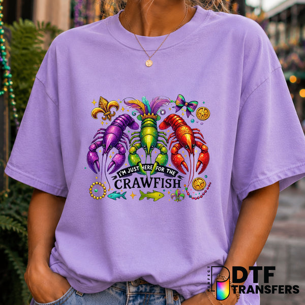 I'm Just Here for the Crawfish – Mardi Gras DTF Transfer (view 1 of 2) – by Perfect DTF Transfers – Premade DTF Transfers...