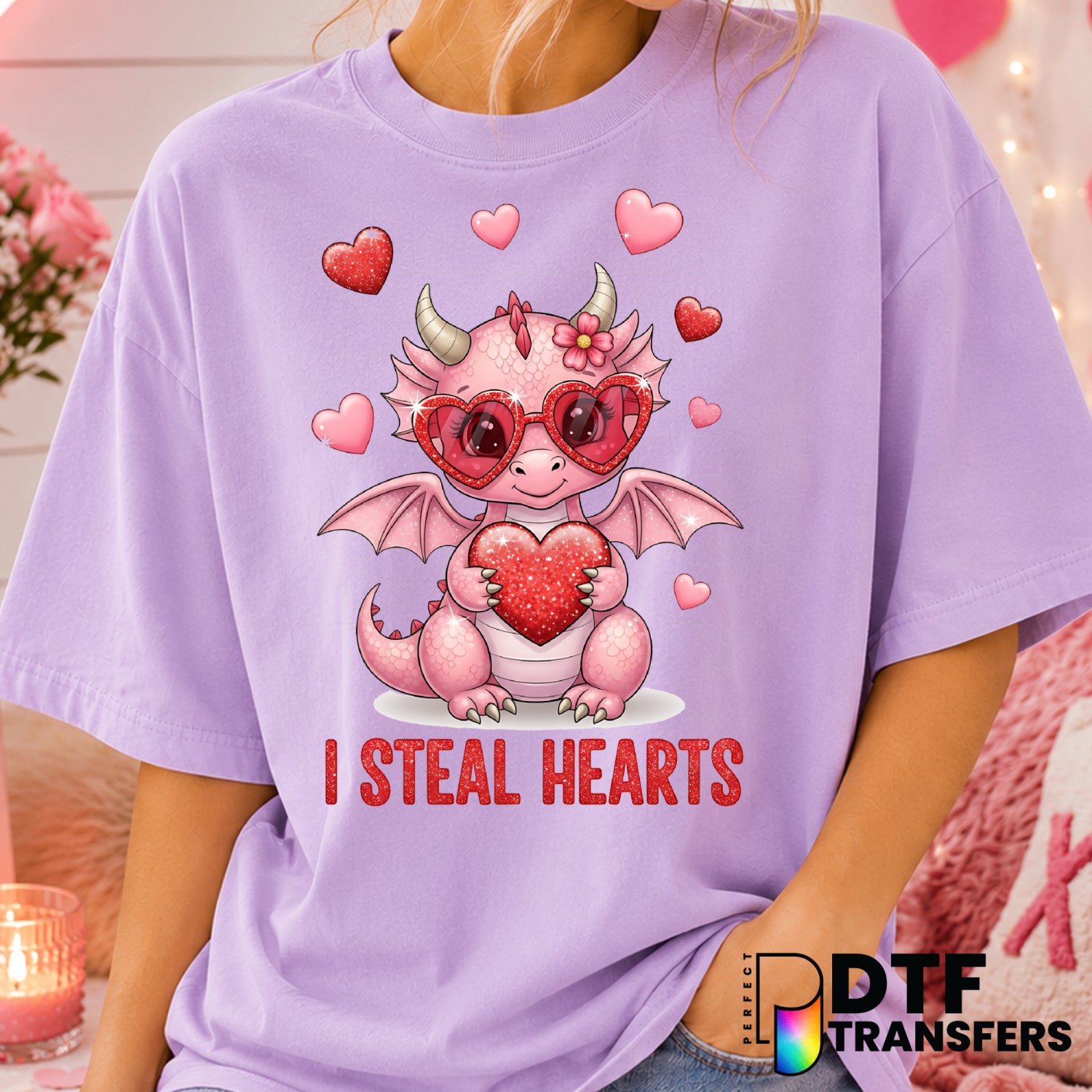 I Steal Hearts – Valentine's Day DTF Transfer (view 2 of 2) – by Perfect DTF Transfers – Premade DTF Transfers – Valentine...