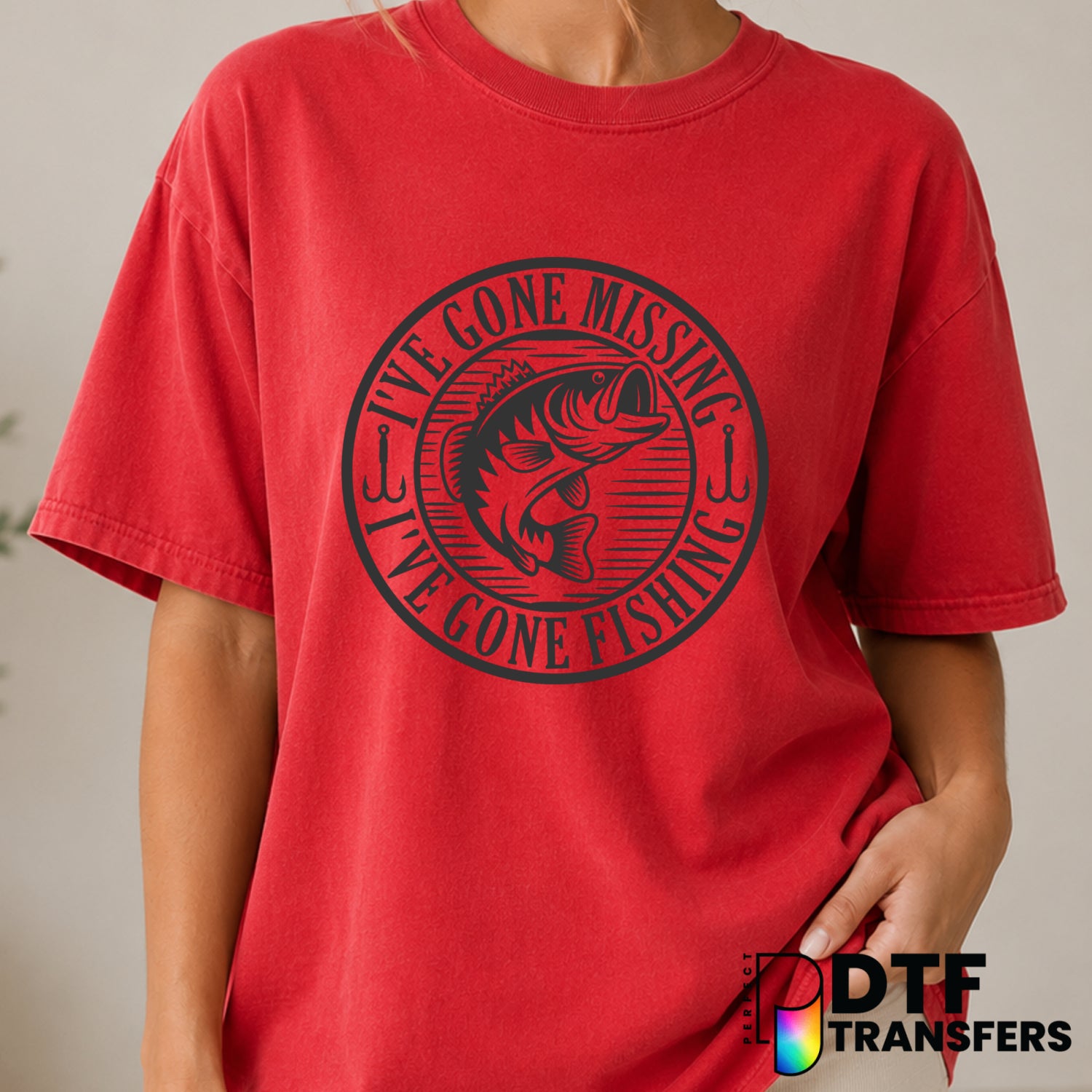 I've Gone Missing I've Gone Fishing Bass – Fishing DTF Transfer (view 1 of 2) – by Perfect DTF Transfers – Premade DTF Tra...