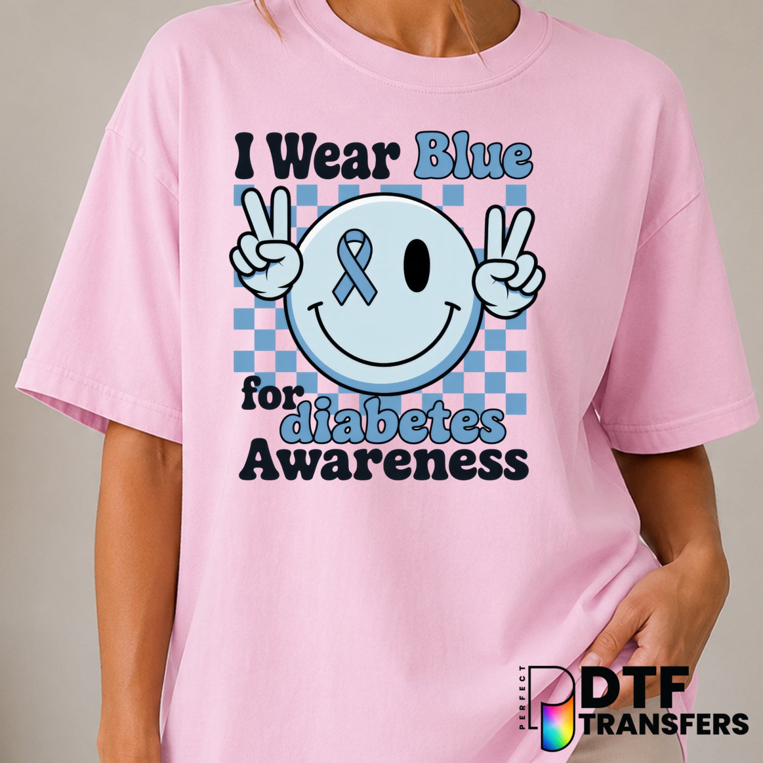 I wear Blue for Diabetes Awareness – Diabetes Awareness DTF Transfer (view 2 of 2) – by Perfect DTF Transfers – Premade DT...