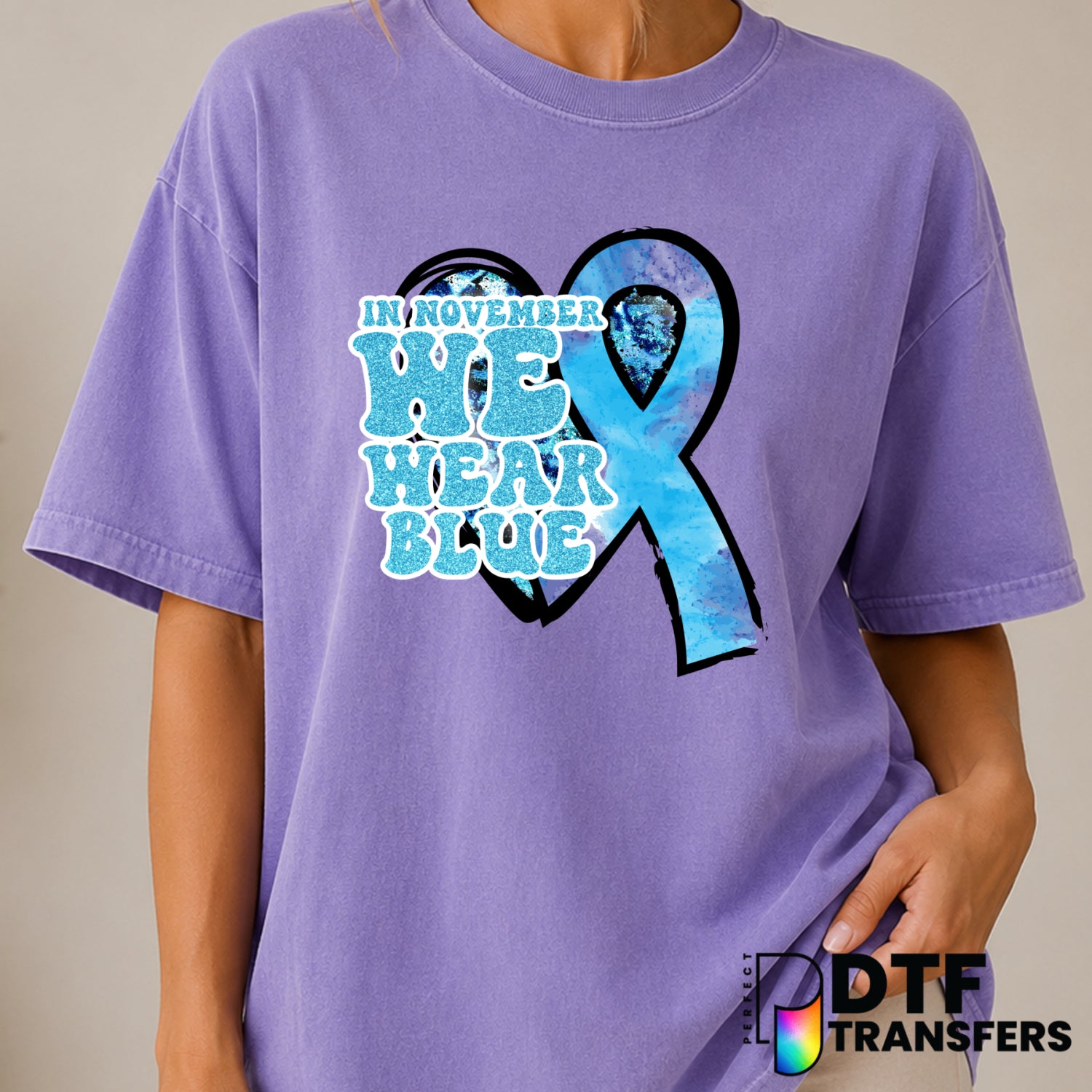 In November We Wear Blue – Diabetes Awareness DTF Transfer (view 1 of 2) – by Perfect DTF Transfers – Premade DTF Transfer...
