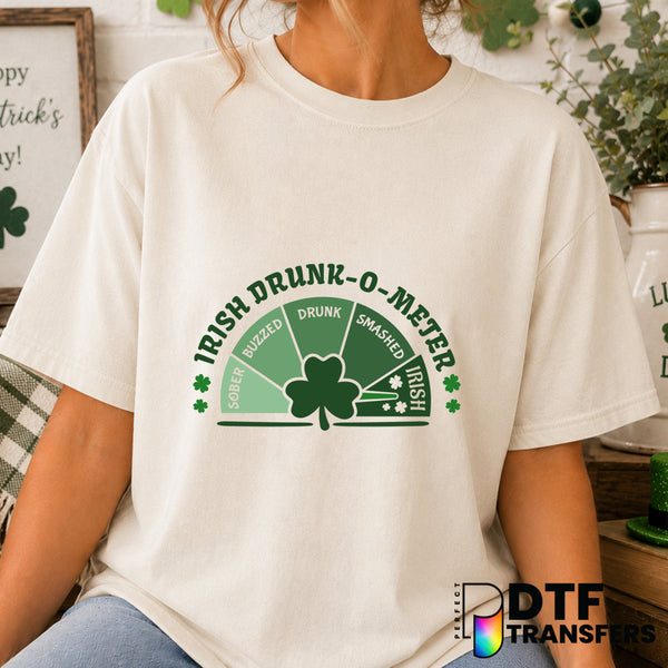 IRISH DRINK-O-METER – St. Patrick's Day DTF Transfer (view 1 of 2) – by Perfect DTF Transfers – Premade DTF Transfers – St...