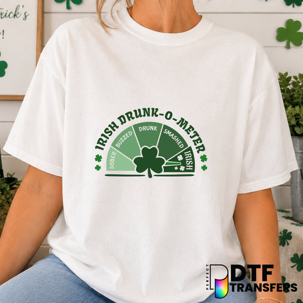 IRISH DRINK-O-METER – St. Patrick's Day DTF Transfer (view 2 of 2) – by Perfect DTF Transfers – Premade DTF Transfers – St...