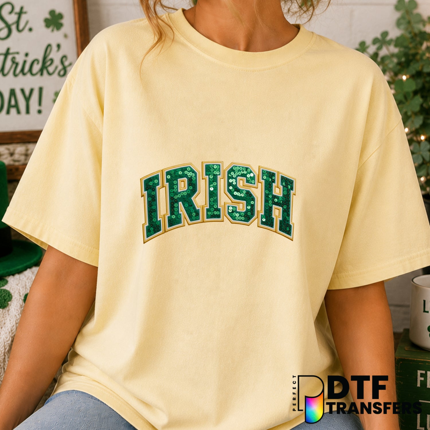 IRISH VARSITY – St. Patrick's Day DTF Transfer (view 1 of 2) – by Perfect DTF Transfers – Premade DTF Transfers – St. Patr...