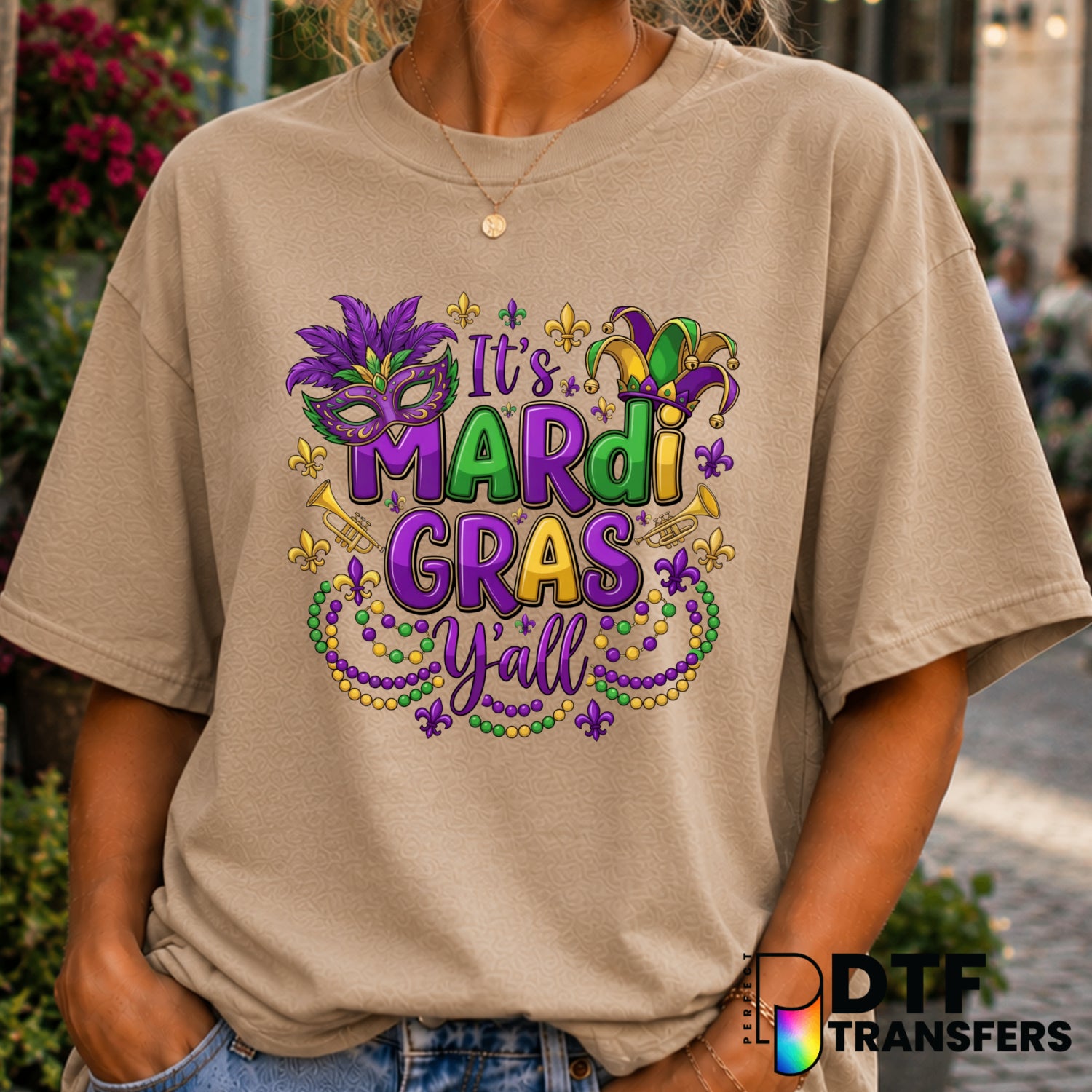 It's Mardi Gras Y'all – Mardi Gras DTF Transfer (view 1 of 2) – by Perfect DTF Transfers – Premade DTF Transfers – Mardi G...