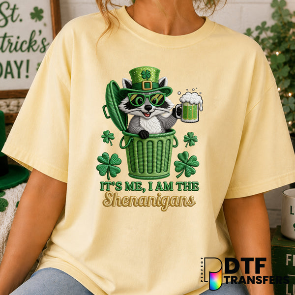 It's Me I Am The Shenanigans Raccoon Trash St Patrick's Day – DTF Transfer (view 1 of 2) – by Perfect DTF Transfers – Prem...