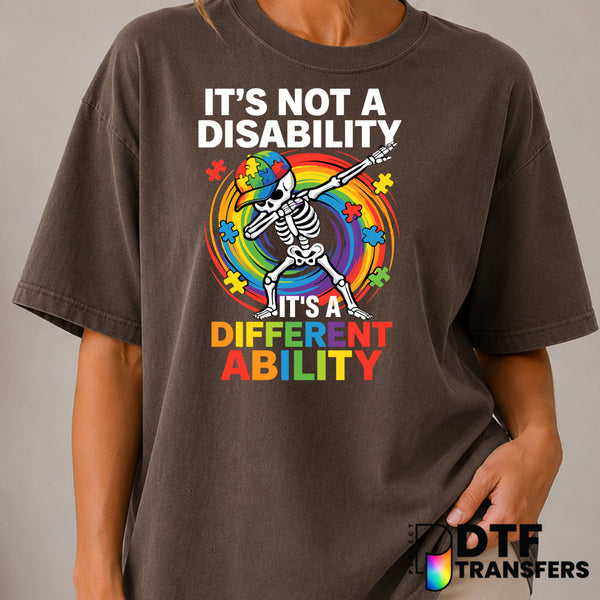It's Not A Disability It's A Different Ability – Autism Awareness DTF Transfer (view 2 of 2) – by Perfect DTF Transfers –...
