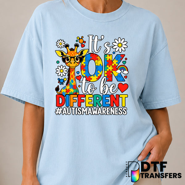It's Ok to be Different – Autism Awareness DTF Transfer (view 1 of 2) – by Perfect DTF Transfers – Premade DTF Transfers –...