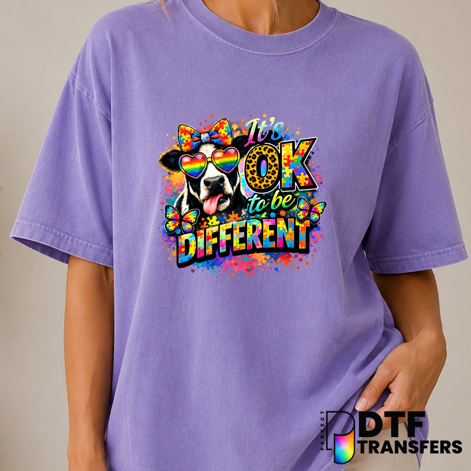 It's OK to be Different – Autism Awareness DTF Transfer (view 2 of 2) – by Perfect DTF Transfers – Premade DTF Transfers –...