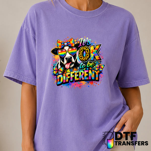 It's OK to be Different – Autism Awareness DTF Transfer (view 2 of 2) – by Perfect DTF Transfers – Premade DTF Transfers –...
